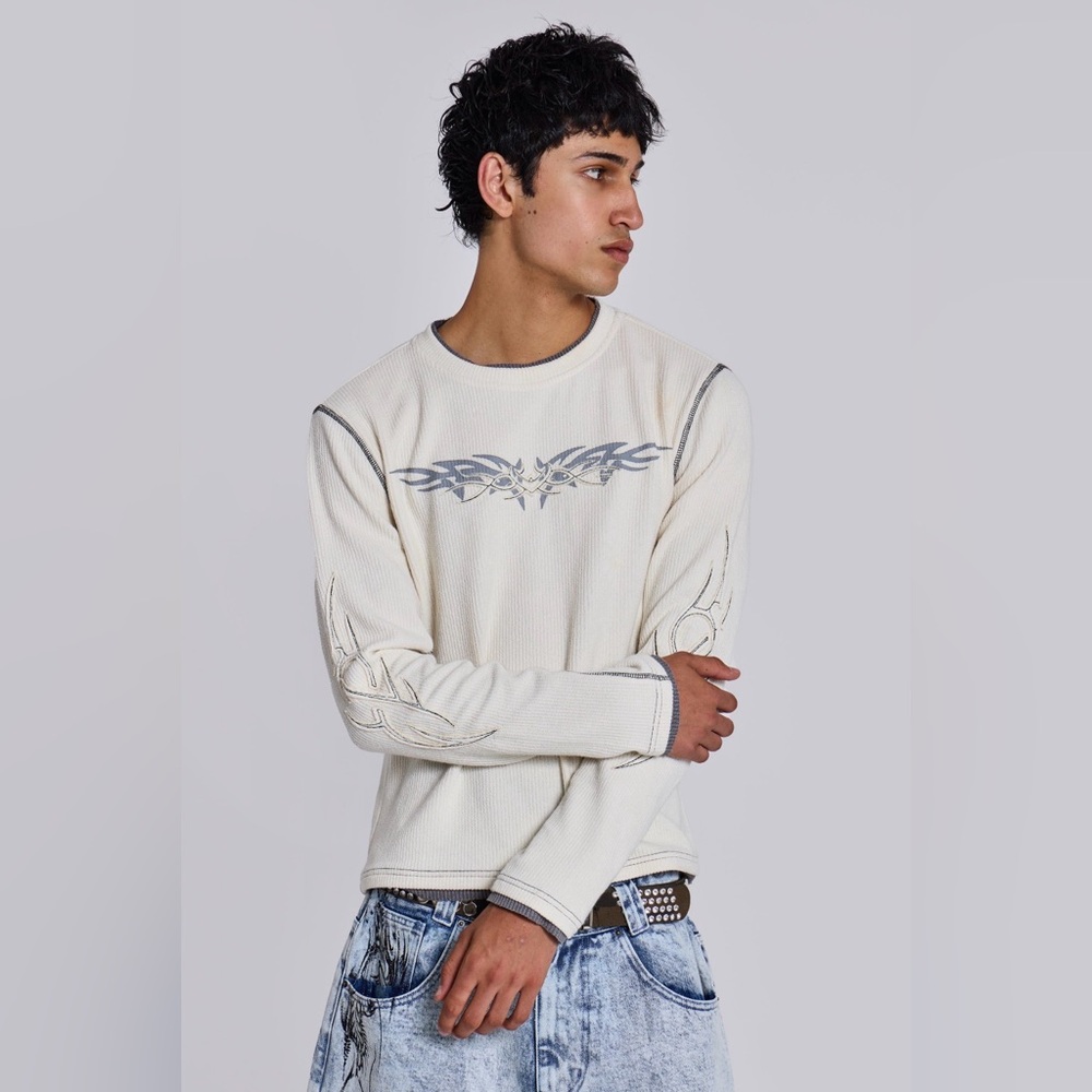 Men's Cream Long Sleeve Shirt